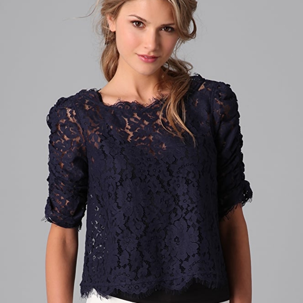 Joie Oversized Wide-neck Lace Top Sz S